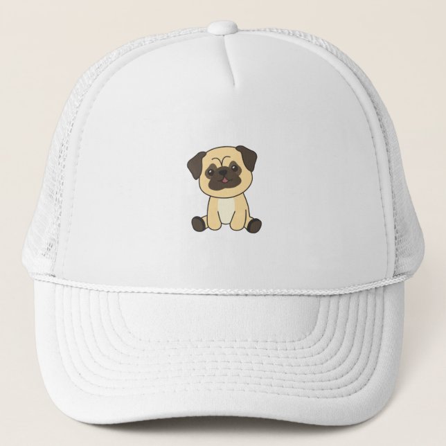 Pug Dog Puppy Dog Trucker Hat (Front)