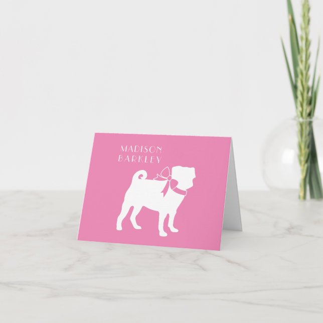 Pug Dog Puppy Note Card (Front)