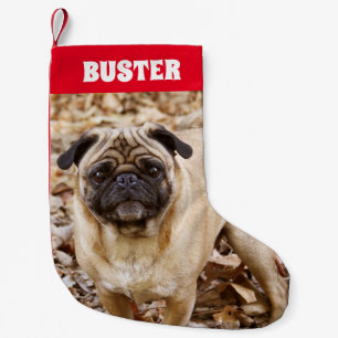Pug dog puppy photo Name Small Christmas Stocking
