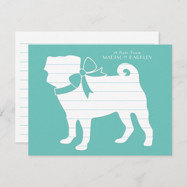 Pug Dog Puppy Thank You Card (Front/Back)
