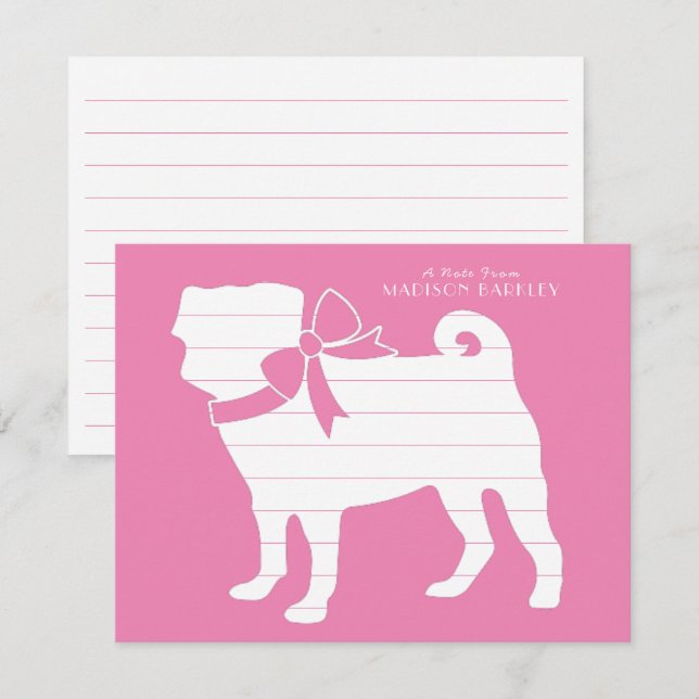 Pug Dog Puppy Thank You Card (Front/Back)