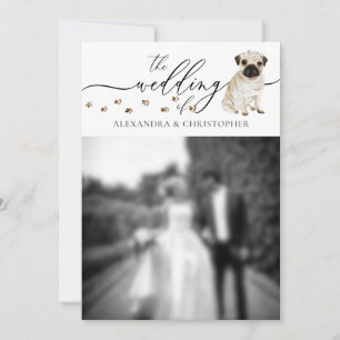 Pug Dog puppy Wedding Photo Invitation