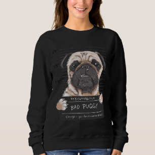 Pug Dog "Bad Puggy" Funny Bulldog Tee Cl