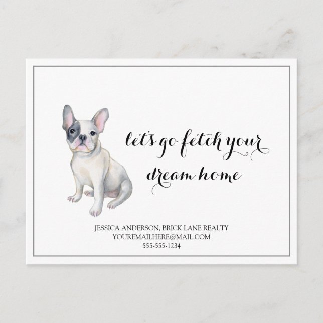 Pug Dog Real Estate Buying Marketing   Postcard (Front)