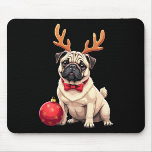 Pug Dog Reindeer Xmas Dog Lover Funny Family Chris Mouse Mat