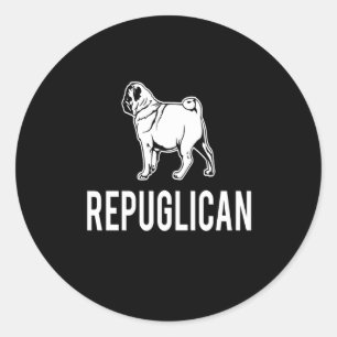 Pug Dog Repuglican Classic Round Sticker