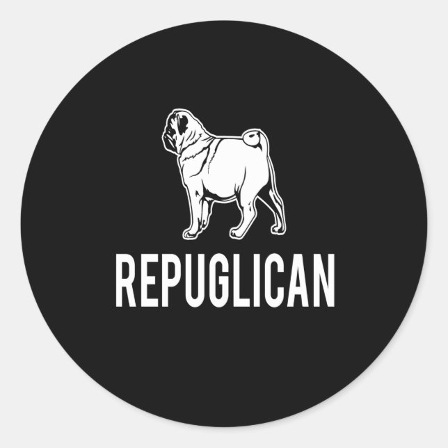 Pug Dog Repuglican Classic Round Sticker (Front)