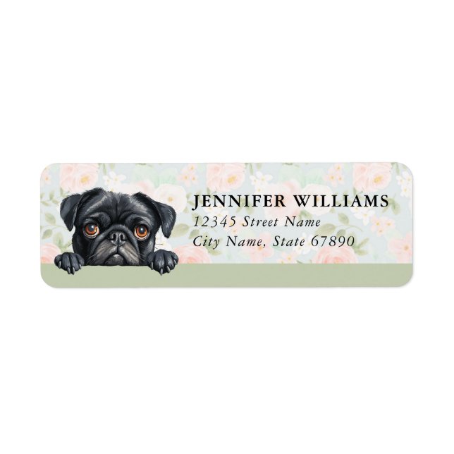 Pug Dog Return Address Labels (Front)