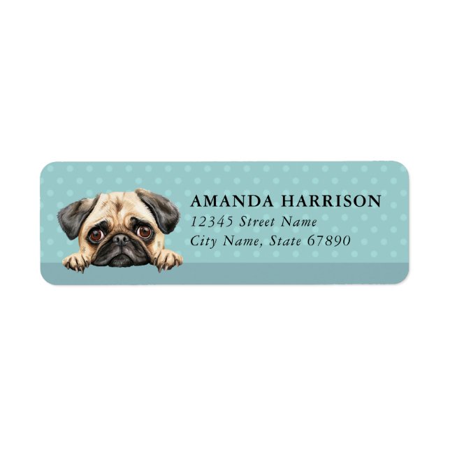 Pug Dog Return Address Labels (Front)