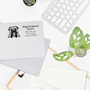 Pug Dog Return Address Rubber Stamp