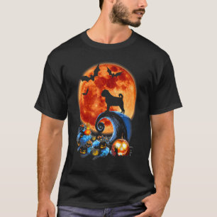Pug Dog Scary And Moon Halloween Costume T-Shirt