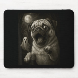 Pug Dog Selfie With Boo Halloween Mouse Mat