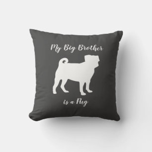 Pug Dog Silhouette Big Sibling Cushion