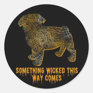 Pug Dog Silhouette Fun Halloween Classic Round Sticker