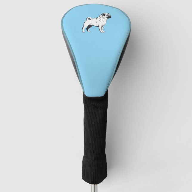 Pug Dog Silhouette Golf Head Cover (Front)