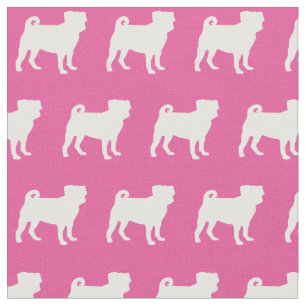 Pug Dog Silhouette Pet Pink Fabric