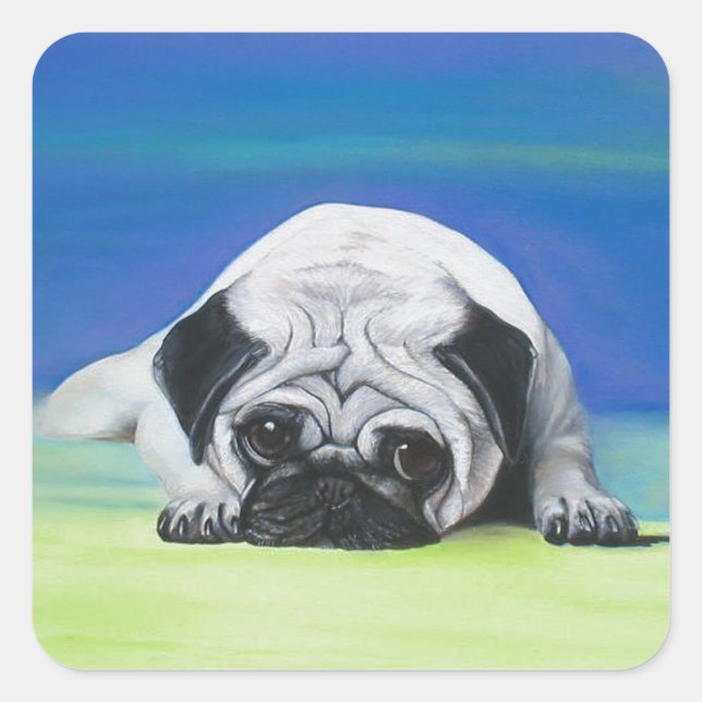 Pug Dog Square Sticker (Front)