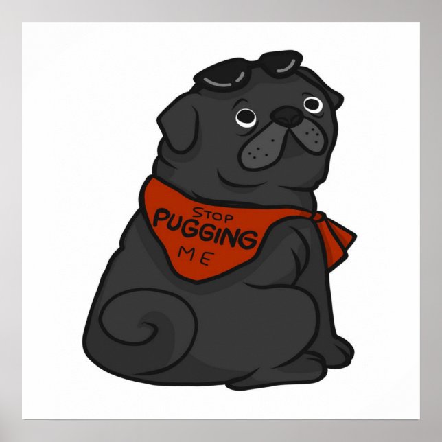 Pug Dog Stop Pugging Me Poster (Front)
