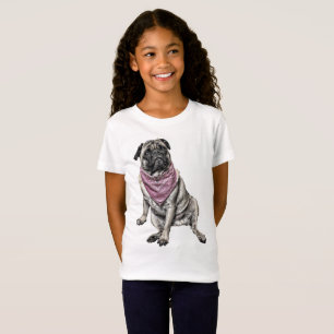 Pug Dog Theme Girl's T-shirt