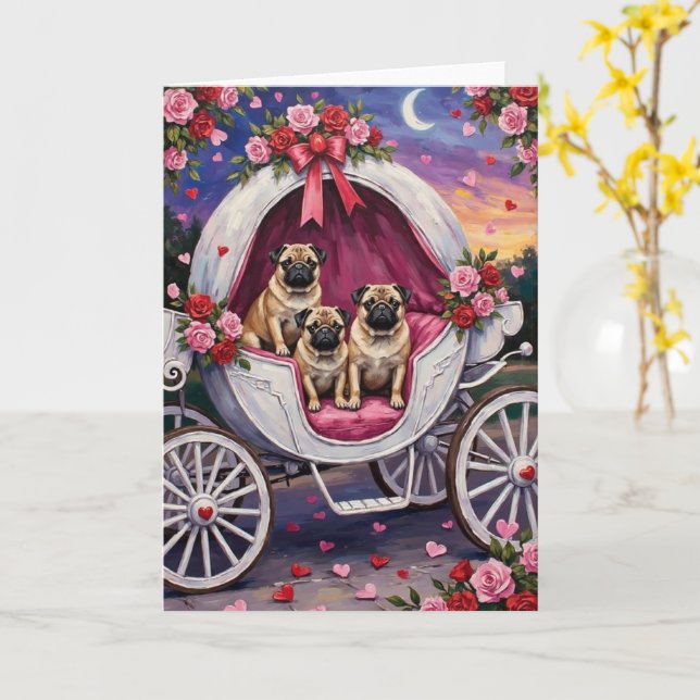 Pug Dog Valentine's Day Card (Yellow Flower)