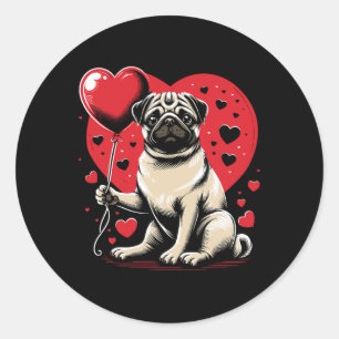 Pug Dog Valentine's Day Dog Owner Valentine Classic Round Sticker