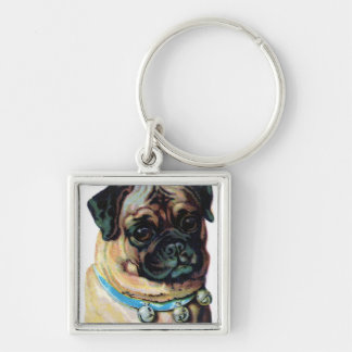 Pug Dog Vintage Key Ring