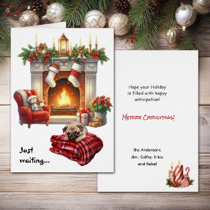 Pug Dog Waiting for Christmas