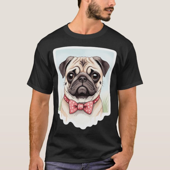 Pug dog water colour T-Shirt (Front)