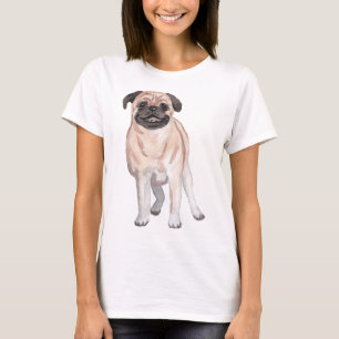 Pug Dog Watercolor Art Painting T-Shirt