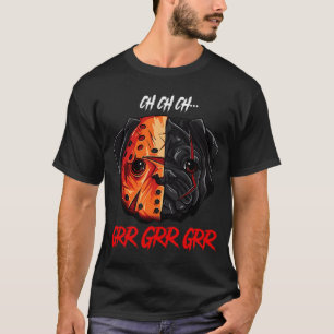 Pug Dog Wear Jason Mask Halloween T-Shirt