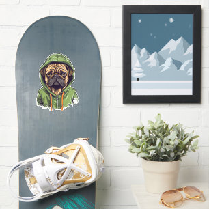 Pug Dog Wearing Green Hoodie