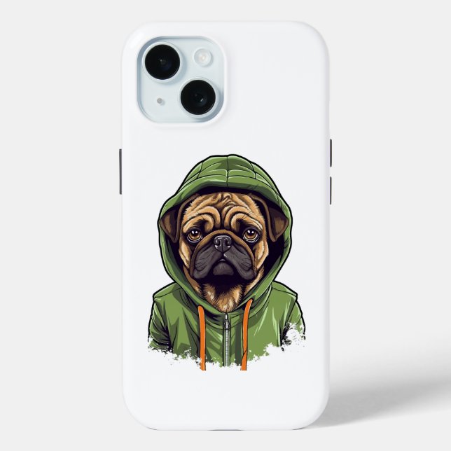 Pug Dog Wearing Green Hoodie Case-Mate iPhone Case (Back)