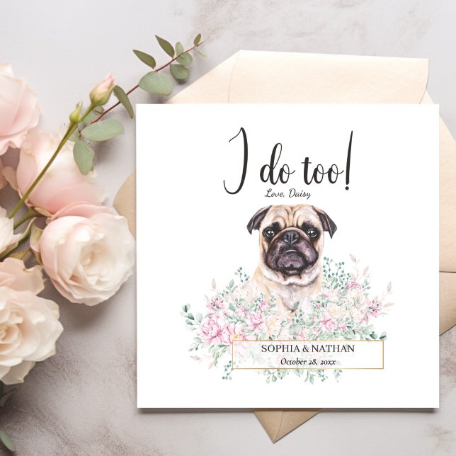 Pug Dog Wedding Cocktail Napkins (Creator Uploaded)
