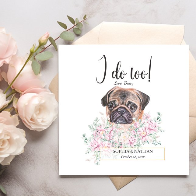 Pug Dog Wedding Cocktail Napkins (Creator Uploaded)
