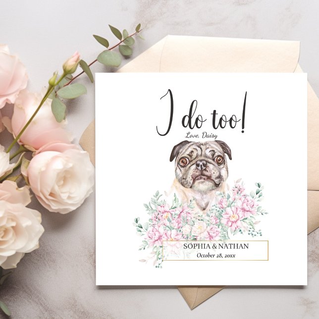 Pug Dog Wedding Cocktail Napkins (Creator Uploaded)