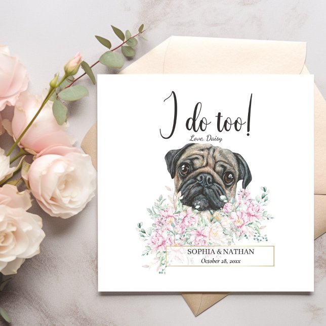 Pug Dog Wedding Cocktail Napkins (Creator Uploaded)