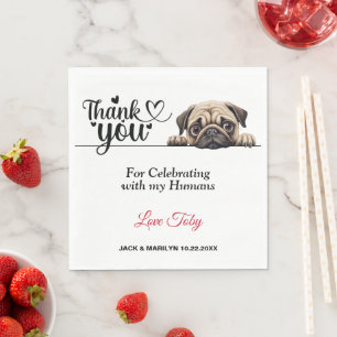 Pug Dog Wedding Napkins with Photo