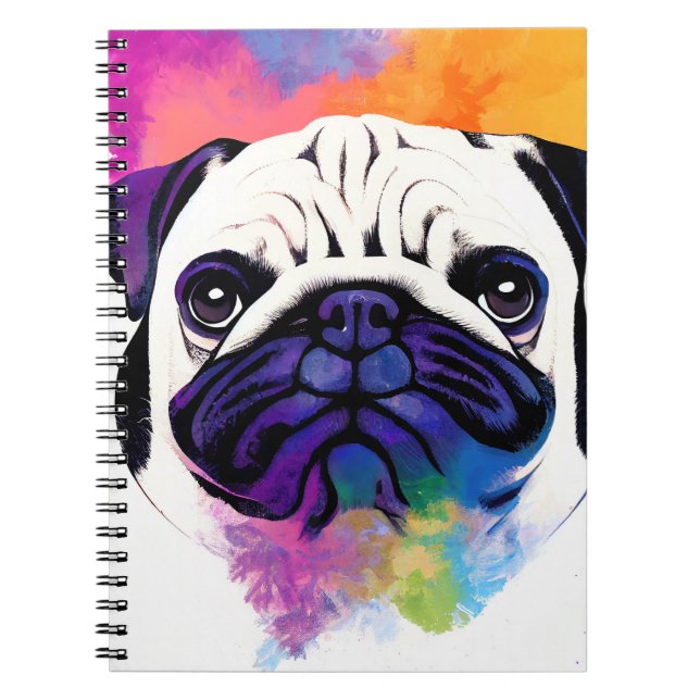 Pug Dog Wild Nature Animal Colors Art Painting Notebook (Front)