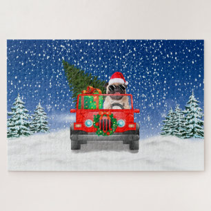Pug dog with Christmas gifts Jigsaw Puzzle