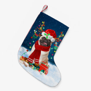 Pug dog with Christmas gifts Small Christmas Stocking
