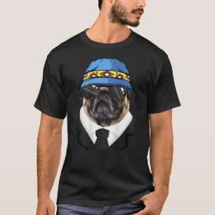 Pug Dog With Drawn Suit Glasses Bucket Hat - Art O T-Shirt