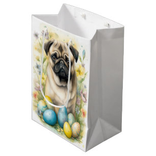 Pug Dog with Easter Eggs Holiday  Medium Gift Bag
