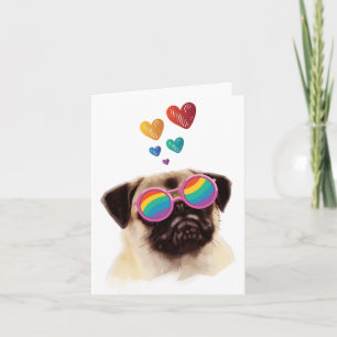 Pug Dog with Hearts Valentine's Day Card