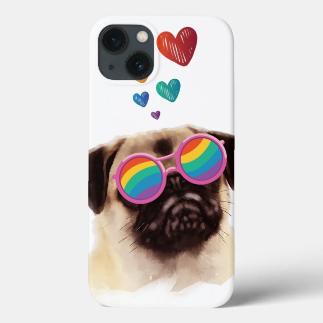 Pug Dog with Hearts Valentine's Day Case-Mate iPhone Case (Back)