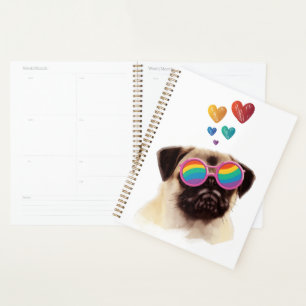Pug Dog with Hearts Valentine's Day Planner