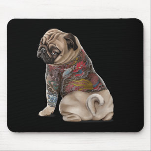 Pug Dog With Traditional Japanese Dragon Tattoo Ir Mouse Mat