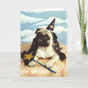 Pug Dog Wizard Magician Card