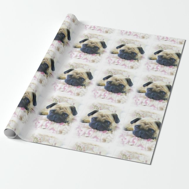 Pug Dog Wrapping Paper (Unrolled)