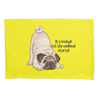 Pug dog - yellow children pillowcase