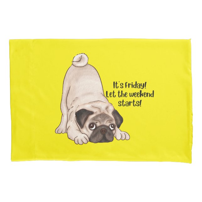 Pug dog - yellow children pillowcase (Front)